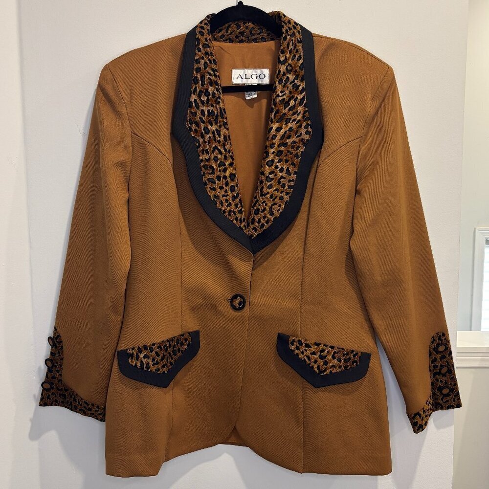 Vintage ALGO Leopard Trim Blazer